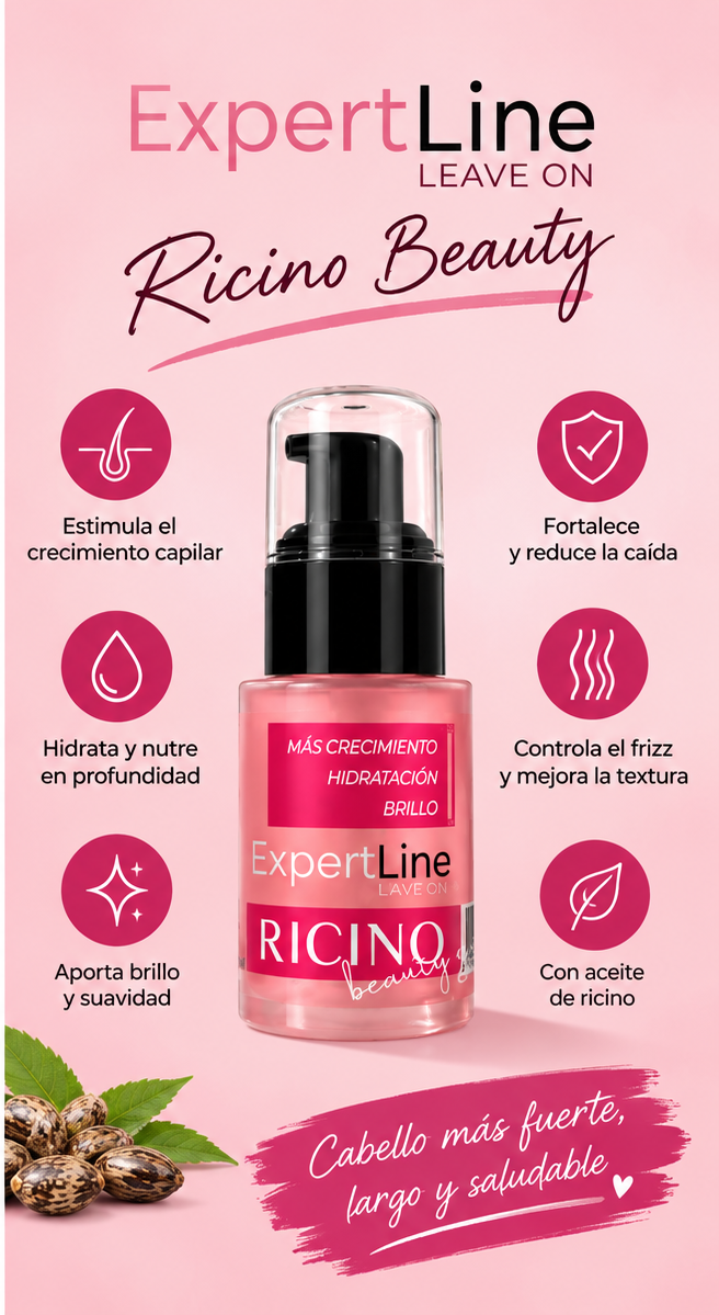 Beneficios del sérum de ricino Expert Line: crecimiento, hidratación y brillo para el cabello seco