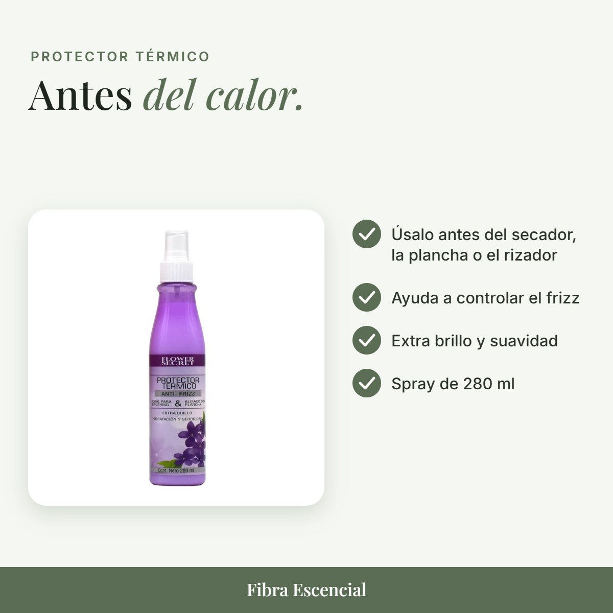 Beneficios del protector térmico anti frizz: protege antes del calor, controla el frizz y da brillo