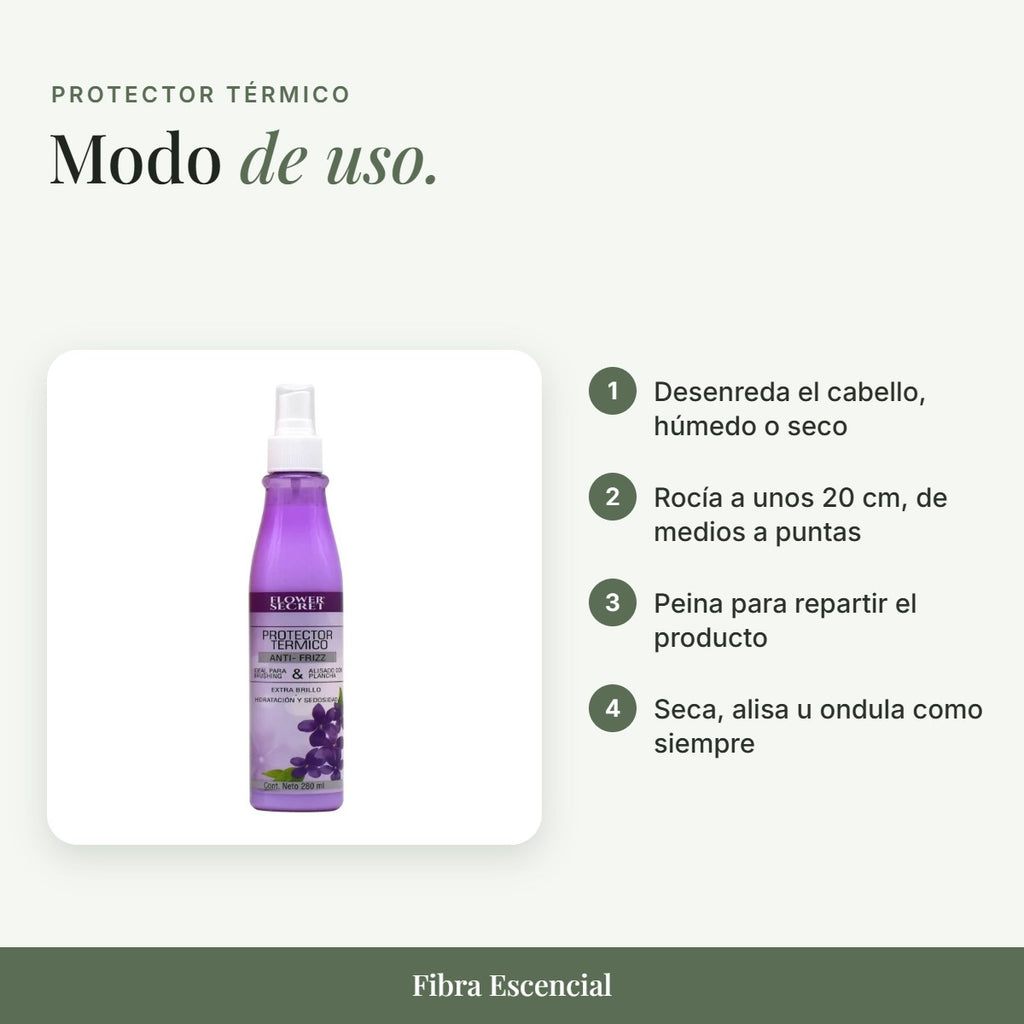 Modo de uso del protector térmico anti frizz en 4 pasos
