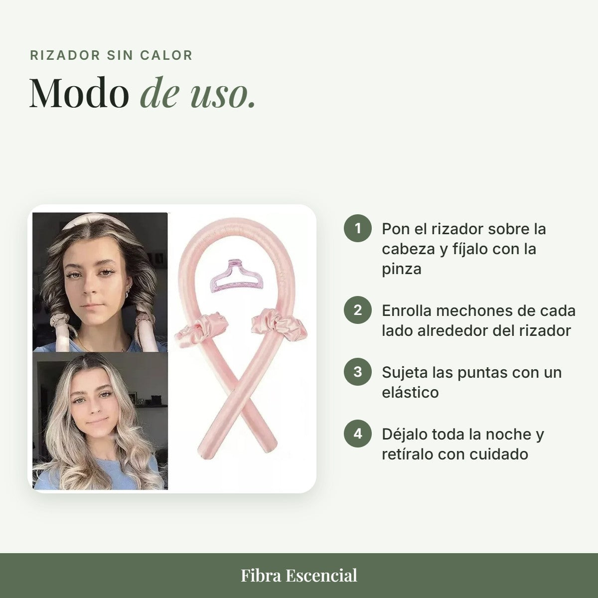 Modo de uso del rizador sin calor en 4 pasos